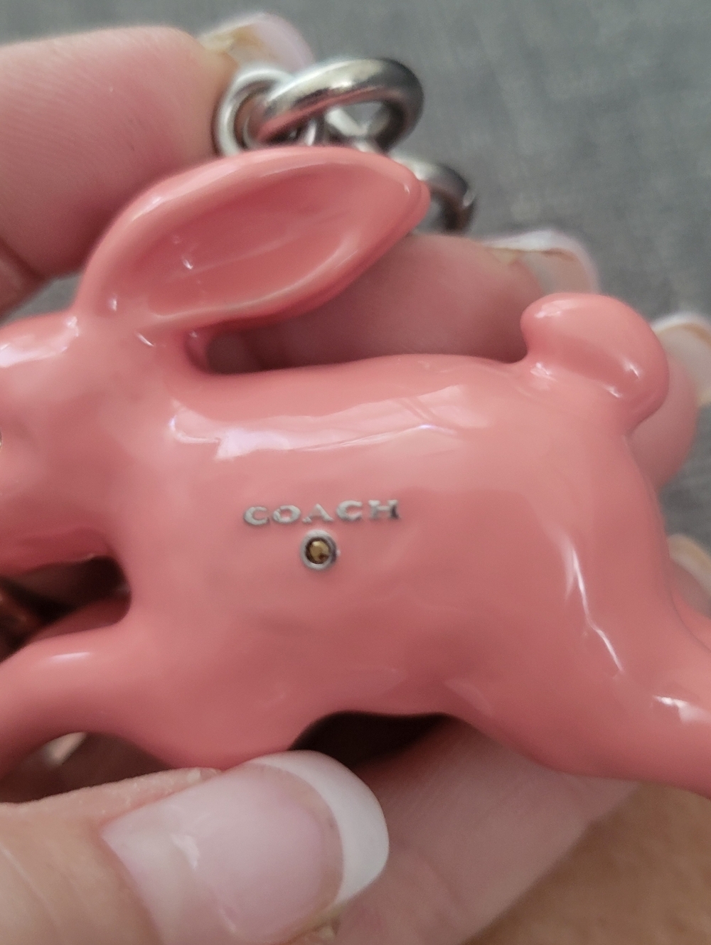 Coach Coral Pink Bunny Charm Key Charm with Crystal Eye - Picture 13 of 16